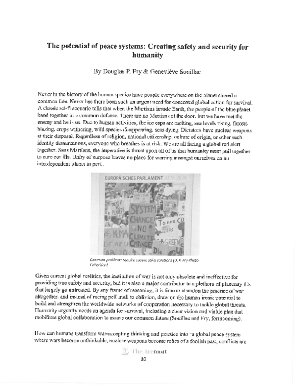 (PDF) The potential of peace systems: Creating safety and security for ...