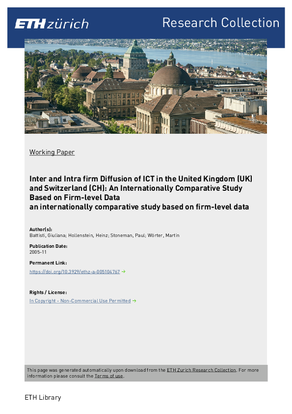 (PDF) Inter and Intra firm Diffusion of ICT in the United Kingdom (UK ...