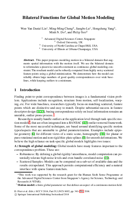 (PDF) Bilateral Functions for Global Motion Modeling