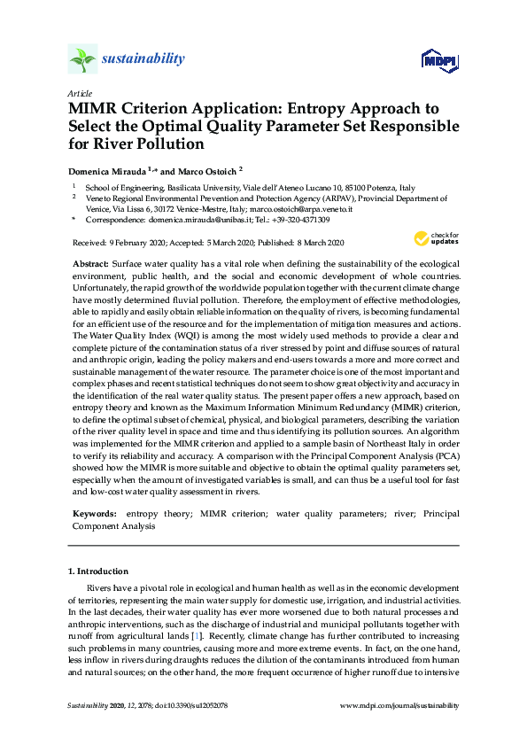 (PDF) MIMR Criterion Application: Entropy Approach to Select the ...