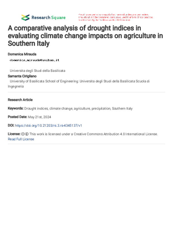 (PDF) A comparative analysis of drought indices in evaluating climate ...