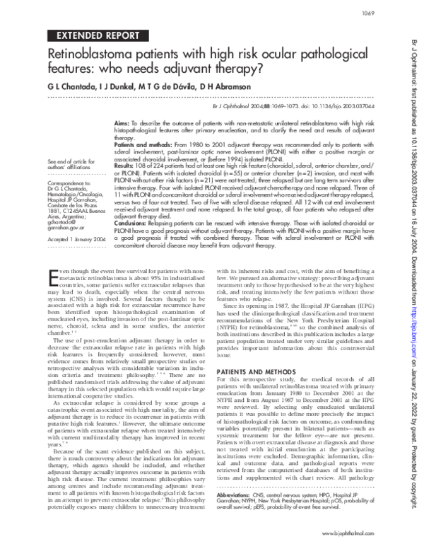 (PDF) Retinoblastoma patients with high risk ocular pathological ...