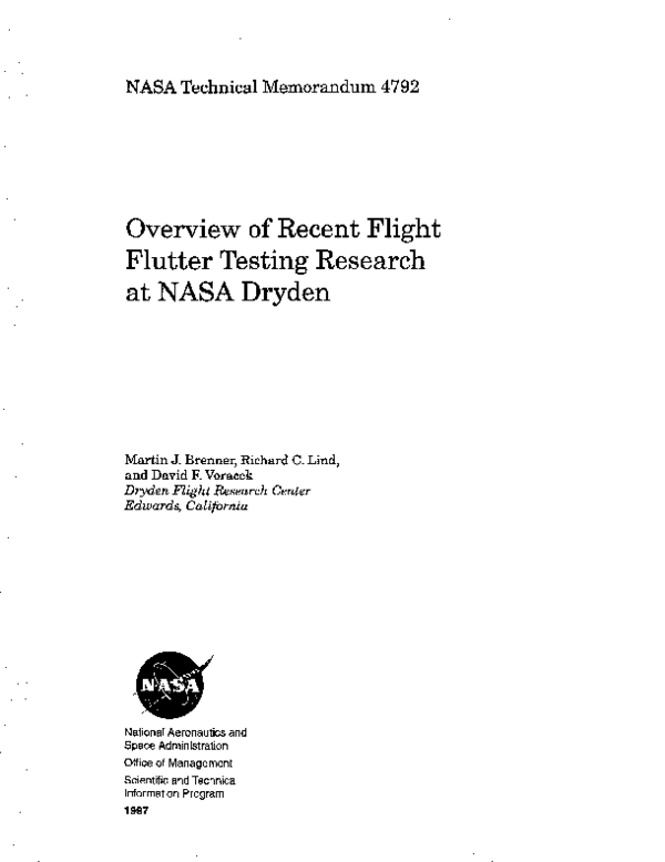 (PDF) Overview of recent flight flutter testing research at NASA Dryden