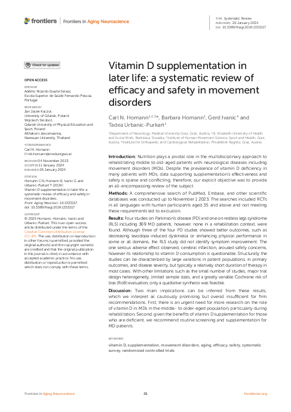 (PDF) Vitamin D supplementation in later life: a systematic review of ...