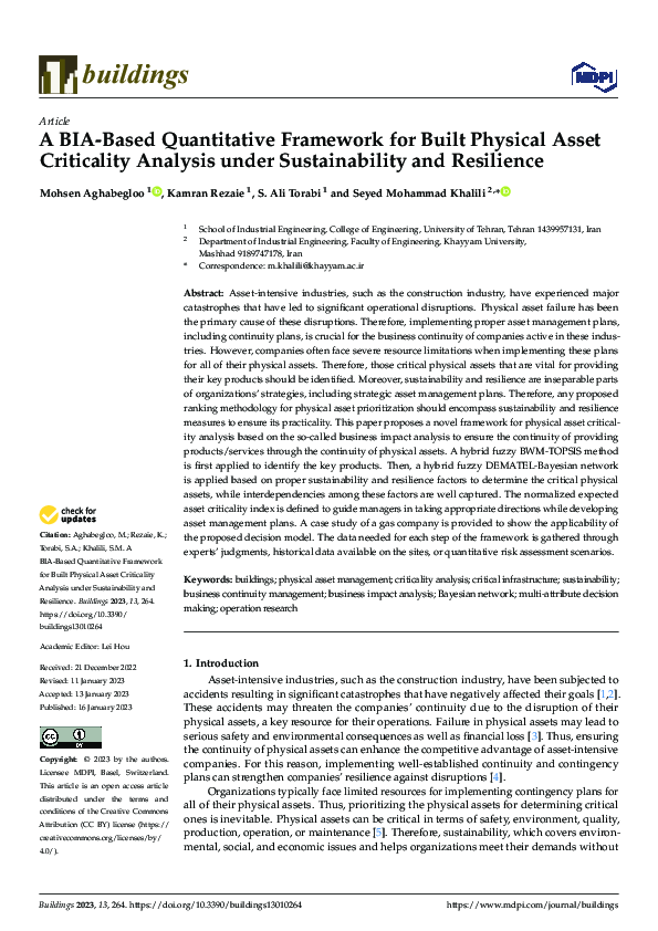 (PDF) A BIA-Based Quantitative Framework for Built Physical Asset ...