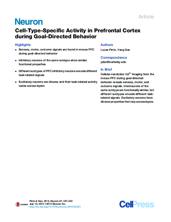 (PDF) Cell-Type-Specific Activity in Prefrontal Cortex during Goal ...