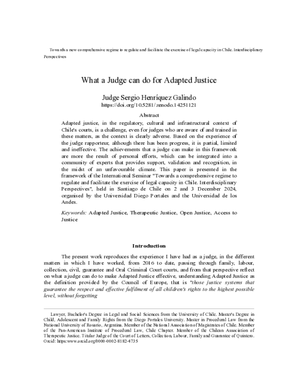 (PDF) What a Judge can do for Adapted Justice