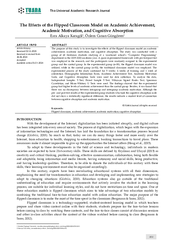 (PDF) The Effects of Flipped Classroom Model on Academic Achievement ...
