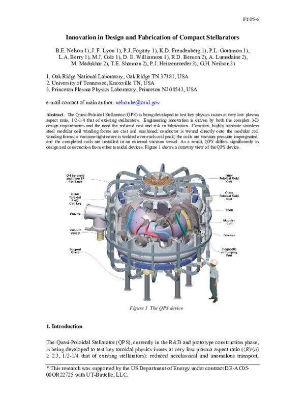 (PDF) Innovation in Design and fabrication of Compact Stellarators
