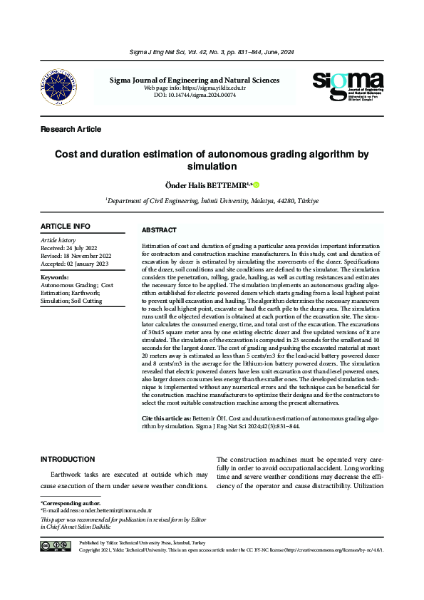 (PDF) Cost and duration estimation of autonomous grading algorithm by ...