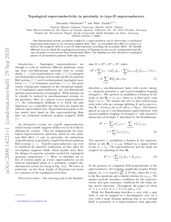 (PDF) Topological superconductivity in proximity to type-II superconductors