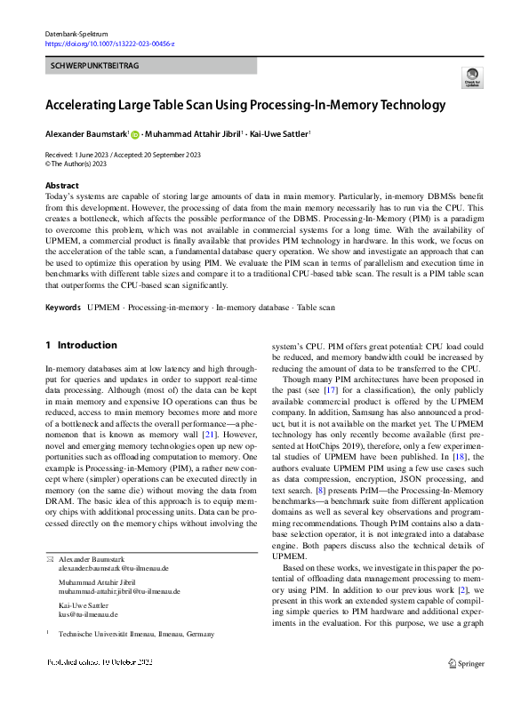 (PDF) Accelerating Large Table Scan Using Processing-In-Memory Technology