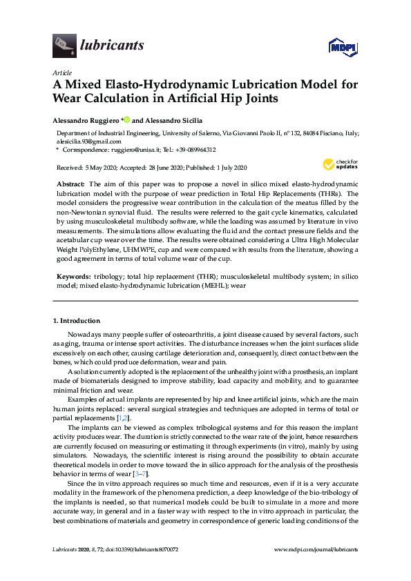(PDF) A Mixed Elasto-Hydrodynamic Lubrication Model for Wear ...