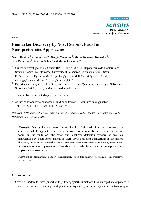 (PDF) Nanoproteomics in Biomarker Discovery