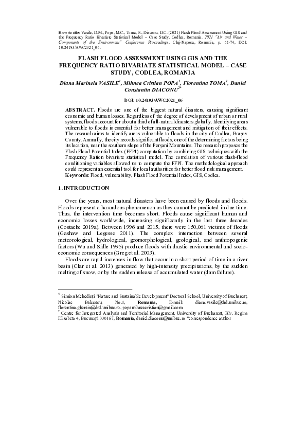 (PDF) Flash Flood Assessment Using GIS and the Frequency Ratio ...