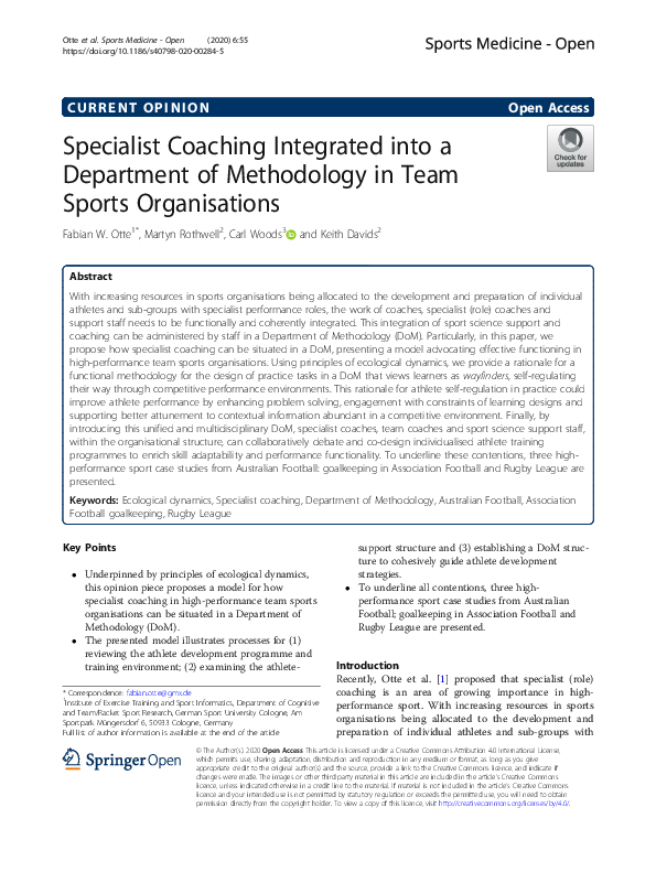 (PDF) Specialist Coaching Integrated into a Department of Methodology ...