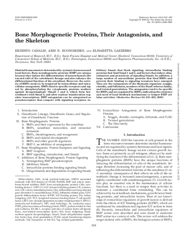 (PDF) Bone Morphogenetic Proteins, Their Antagonists, and the Skeleton