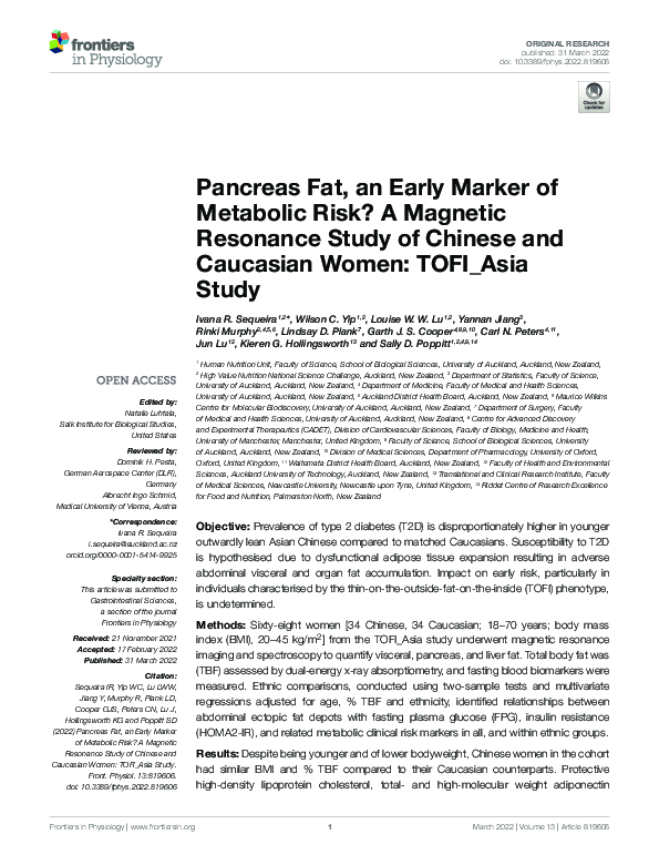(PDF) Pancreas Fat, an Early Marker of Metabolic Risk? A Magnetic ...