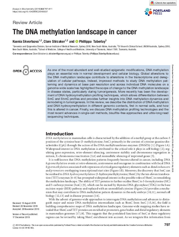 (PDF) The DNA methylation landscape in cancer