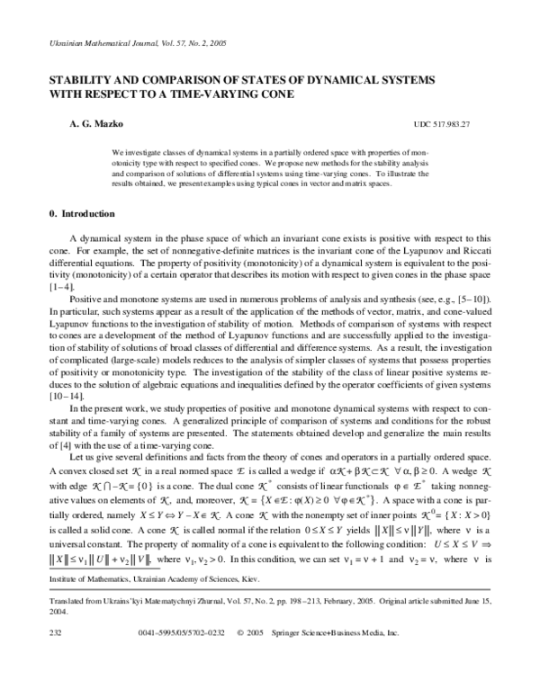 (PDF) Stability and Comparison of States of Dynamical Systems with ...