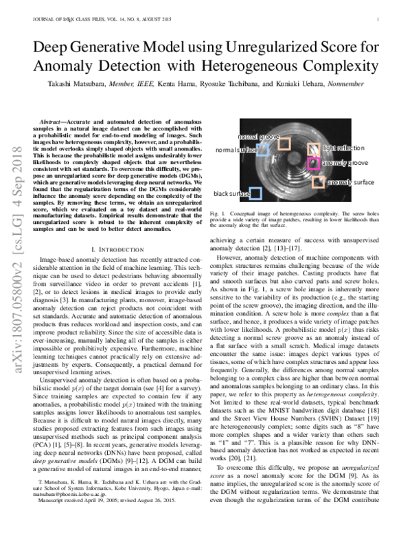 (PDF) Deep Generative Model using Unregularized Score for Anomaly ...