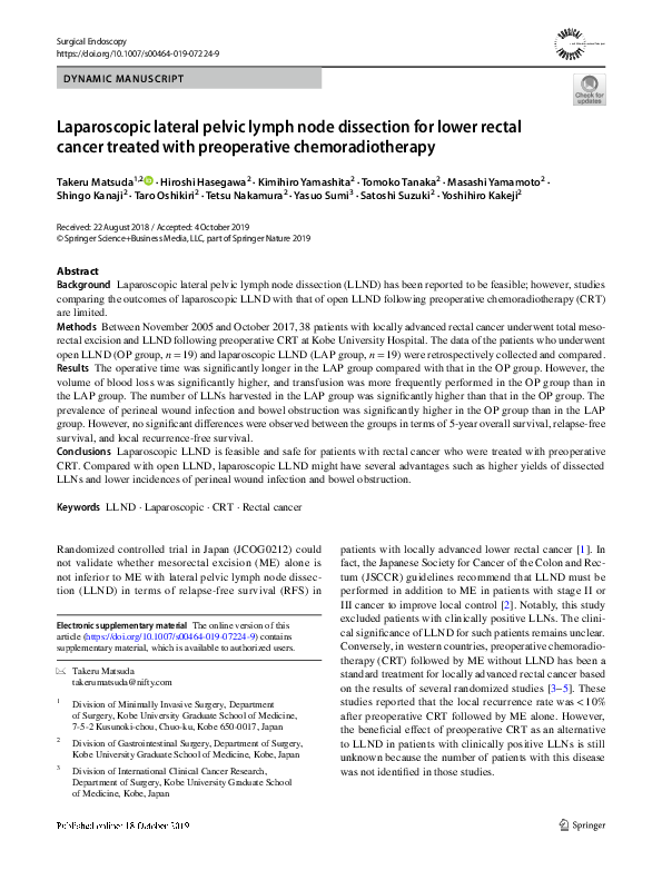 (PDF) Laparoscopic lateral pelvic lymph node dissection is achievable ...