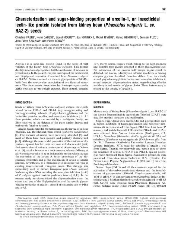 (PDF) Characterization and sugar-binding properties of arcelin-1, an ...