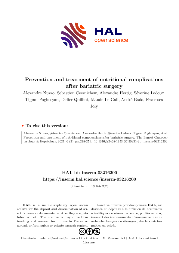 (PDF) Prevention and treatment of nutritional complications after ...
