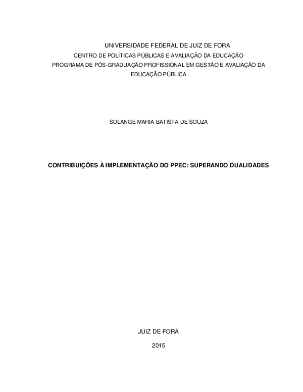 (PDF) Contribuições à implementação do PPEC: superando dualidades