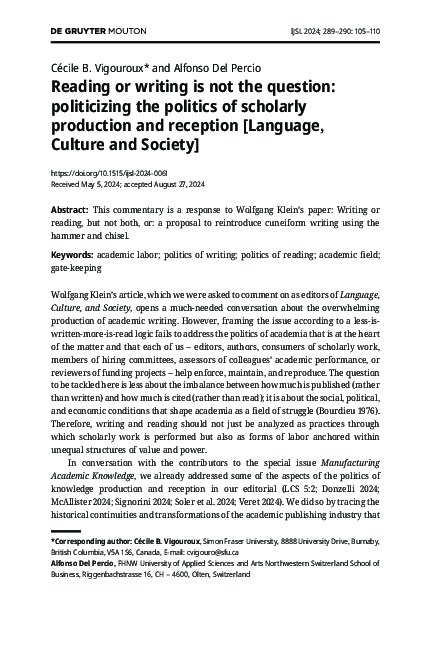 (PDF) Reading or writing is not the question: politicizing the politics ...