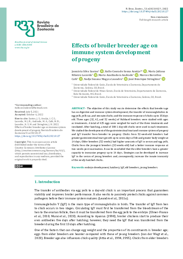 (PDF) Effects of broiler breeder age on immune system development of ...