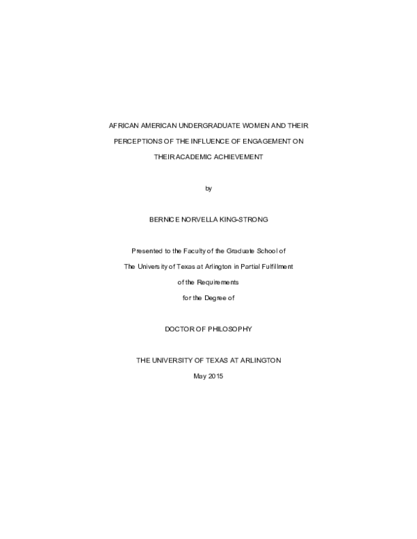 (PDF) African American Undergraduate Women And Their Perceptions Of The ...