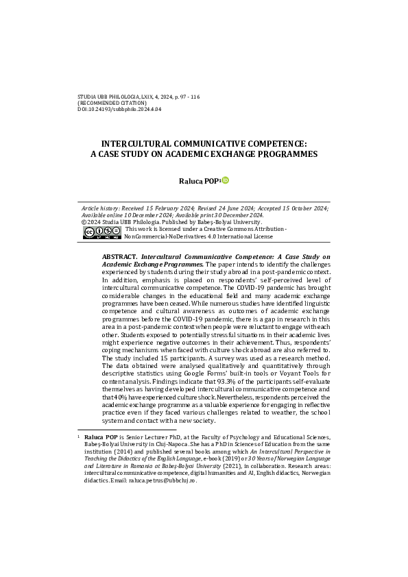 (PDF) INTERCULTURAL COMMUNICATIVE COMPETENCE: A CASE STUDY ON ACADEMIC ...