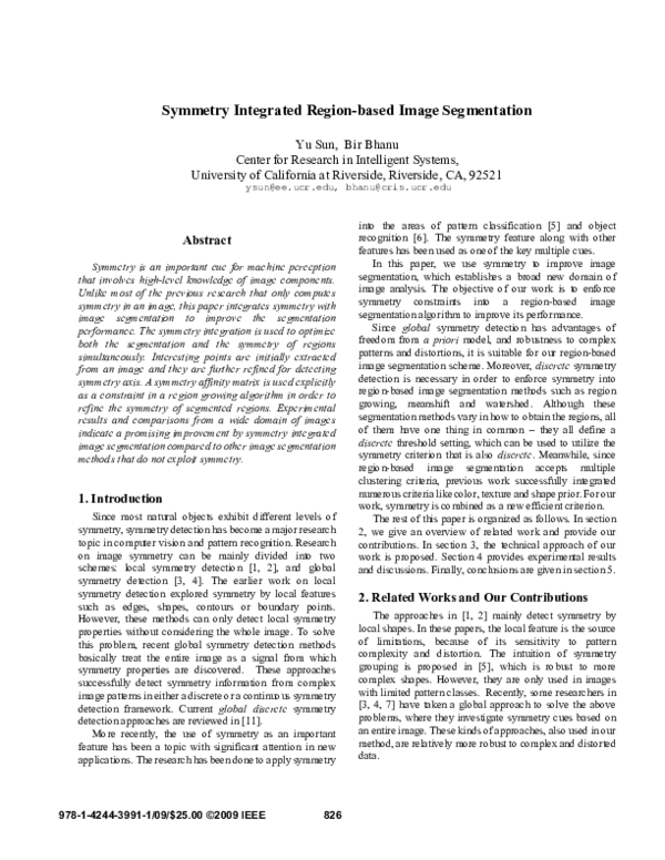 (PDF) Symmetry integrated region-based image segmentation