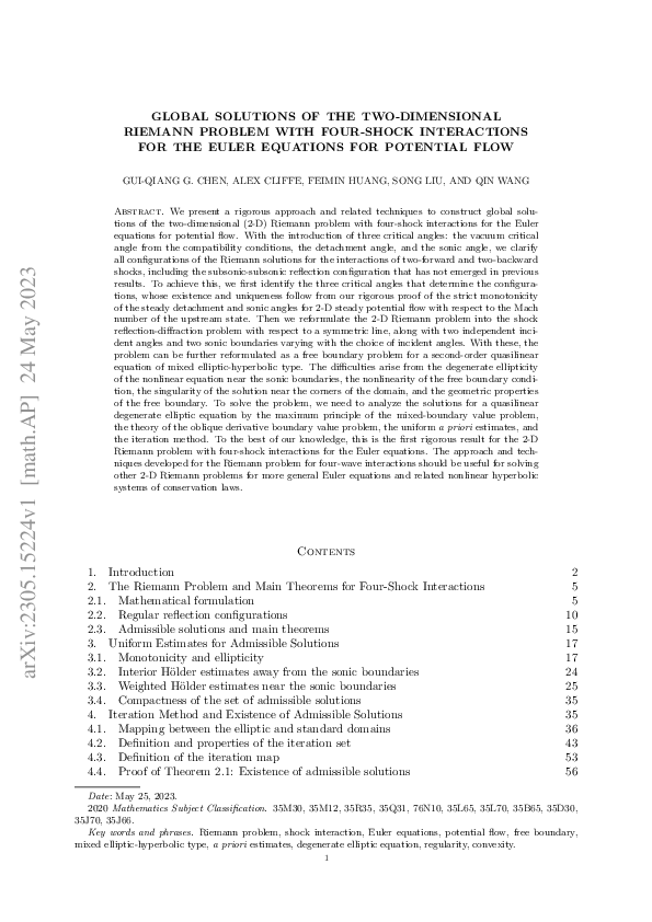 (PDF) Global Solutions of the Two-Dimensional Riemann Problem with Four ...