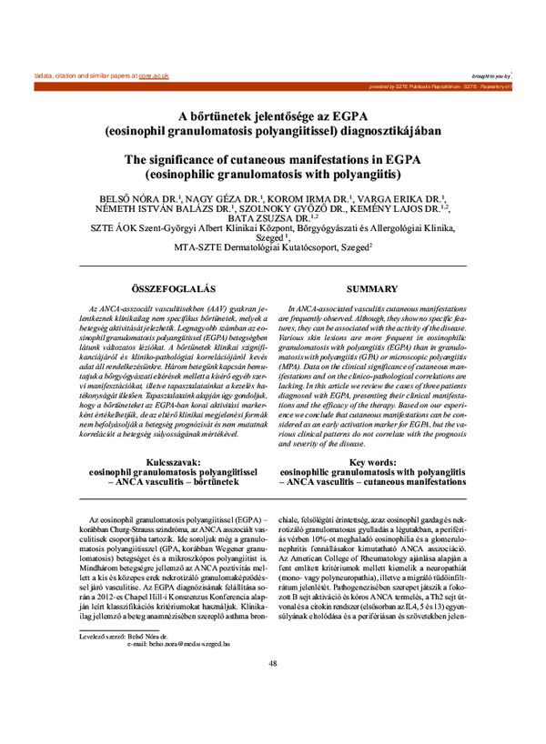 (PDF) The significance of cutaneous manifestations in EGPA ...