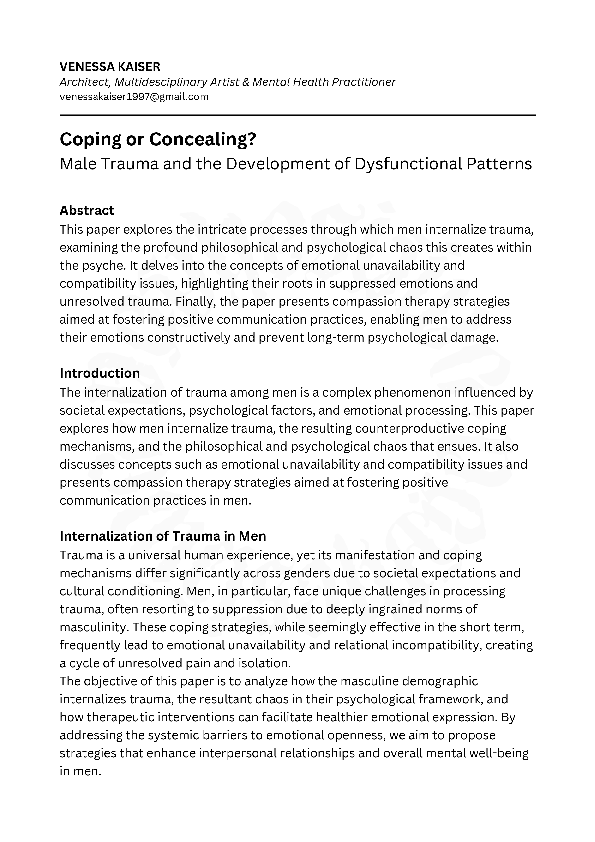 (PDF) Coping or Concealing? Male Trauma and the Development of ...
