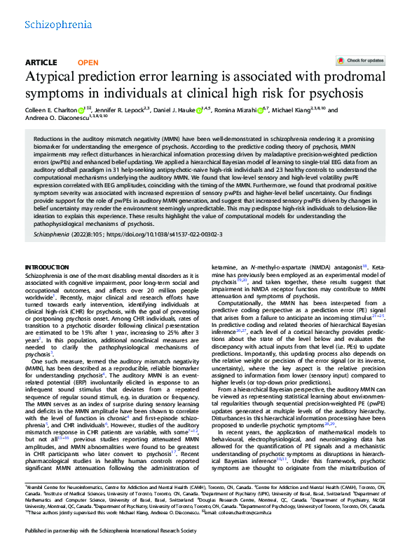 (PDF) Atypical prediction error learning is associated with prodromal ...