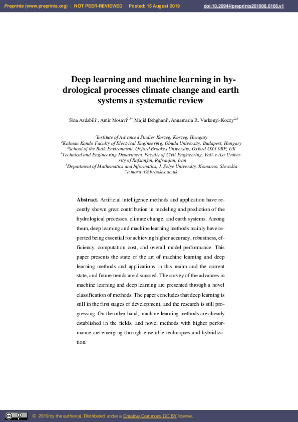 (PDF) Deep Learning and Machine Learning in Hydrological Processes ...