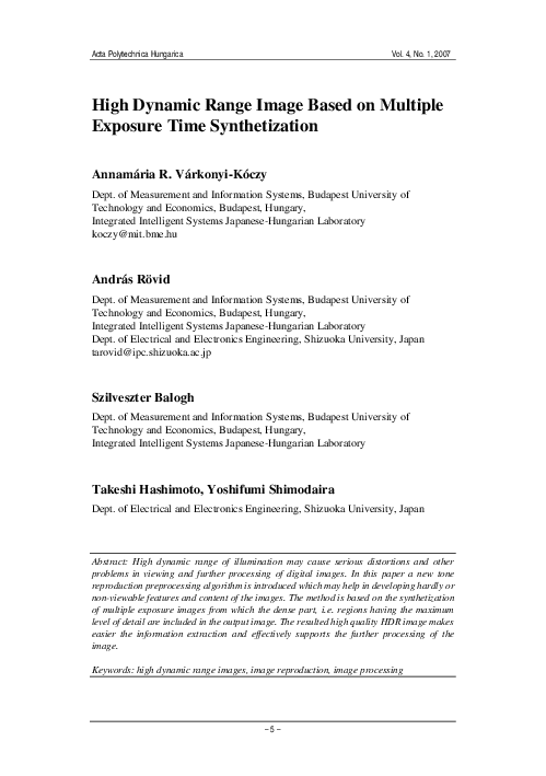 (PDF) High Dynamic Range Image Based on Multiple Exposure Time ...