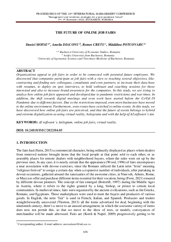 (PDF) The Future of Online Job Fairs
