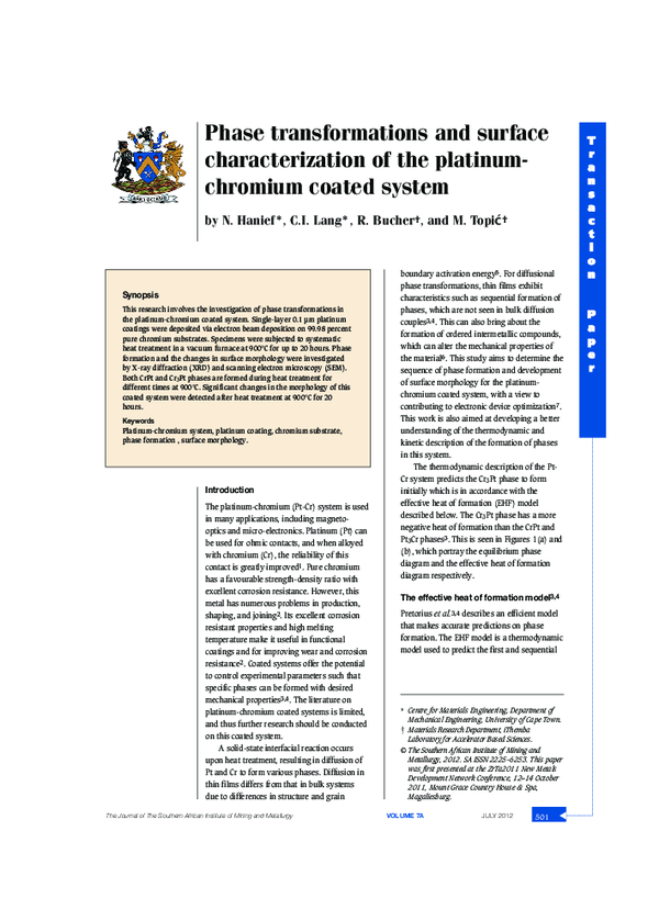 (PDF) Phase transformations and surface characterization of the ...