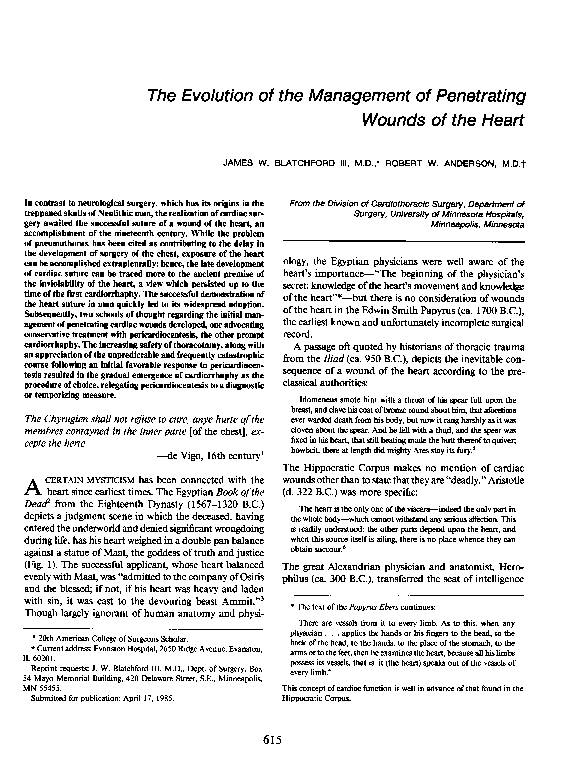 (PDF) The Evolution of the Management of Penetrating Wounds of the ...