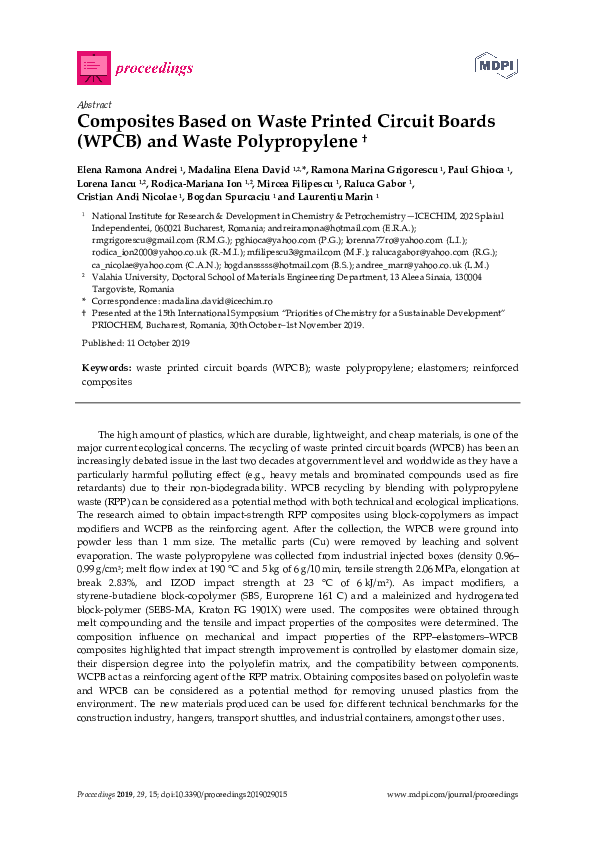 (PDF) Composites Based on Waste Printed Circuit Boards (WPCB) and Waste ...