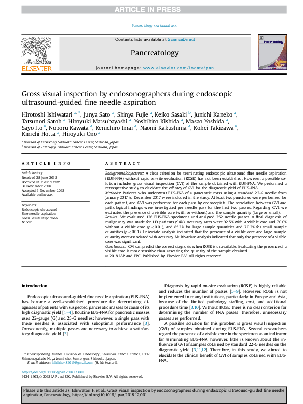 (PDF) Gross visual inspection by endosonographers during endoscopic ...
