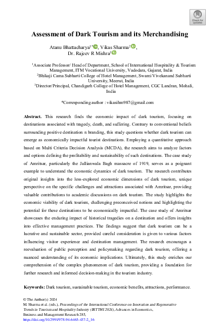 (PDF) Assessment of Dark Tourism and its Merchandising