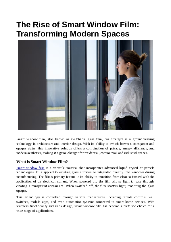 (PDF) The Rise of Smart Window Film: Transforming Modern Spaces