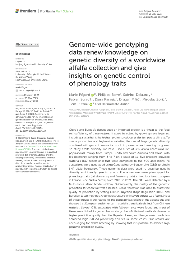 (PDF) Genome-wide genotyping data renew knowledge on genetic diversity ...