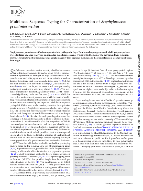 (PDF) Multilocus Sequence Typing for Characterization of Staphylococcus ...