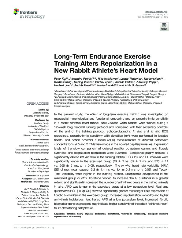 (PDF) Long-Term Endurance Exercise Training Alters Repolarization in a ...